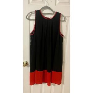 UMGEE Sleeveless Mini Dress, Embroidered Trim, Black/Red, Keyhole Back, Sz Med